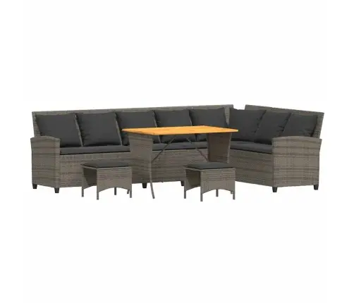 4-Daļīgs Dārza Dīvāna Komplekts Ar Matračiem, Pelēks L-Veida Vidaxl