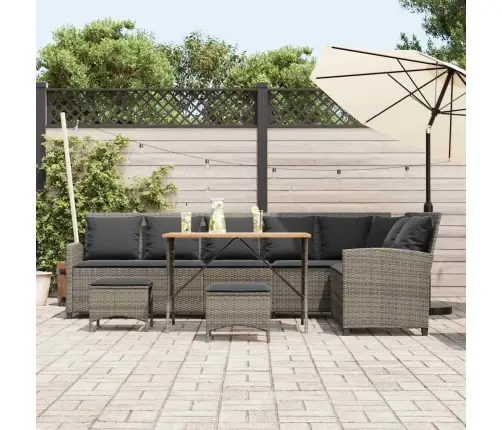 4-Daļīgs Dārza Dīvāna Komplekts Ar Matračiem, Pelēks L-Veida Vidaxl