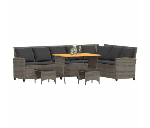 4-Daļīgs Dārza Dīvāna Komplekts Ar Matračiem, Pelēks L-Veida Vidaxl