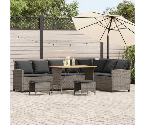 4-Daļīgs Dārza Dīvāna Komplekts Ar Matračiem, Pelēks L-Veida Vidaxl