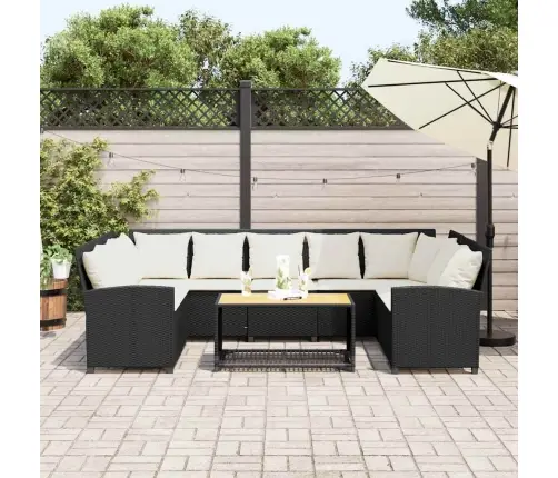 Dārza Dīvāns Ar Spilveniem, Melna Pe Rotangpalma Vidaxl