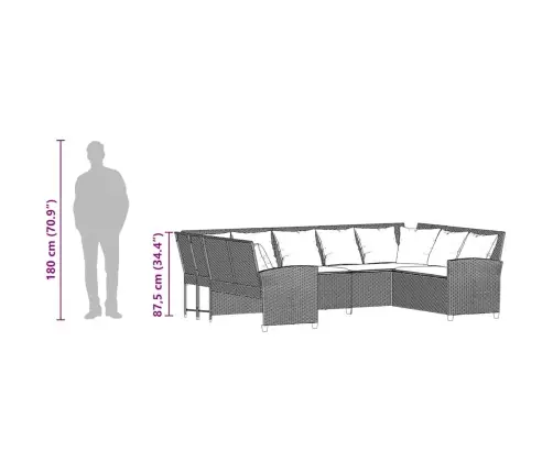 Dārza Dīvāns Ar Spilveniem, Melna Pe Rotangpalma Vidaxl