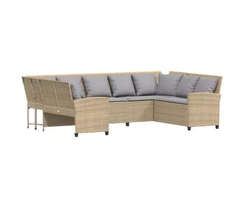 Sodo Sofa Su Pagalvėlėmis, Smėlio, Poliratanas