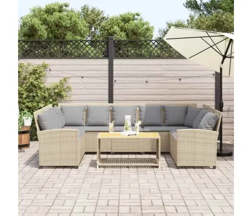 Sodo Sofa Su Pagalvėlėmis, Smėlio, Poliratanas