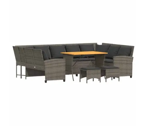 4-Daļīgs Dārza Dīvāna Komplekts Ar Matračiem, Pelēks Pe Pinums Vidaxl