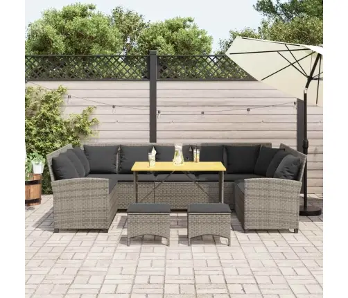 4-Daļīgs Dārza Dīvāna Komplekts Ar Matračiem, Pelēks Pe Pinums Vidaxl