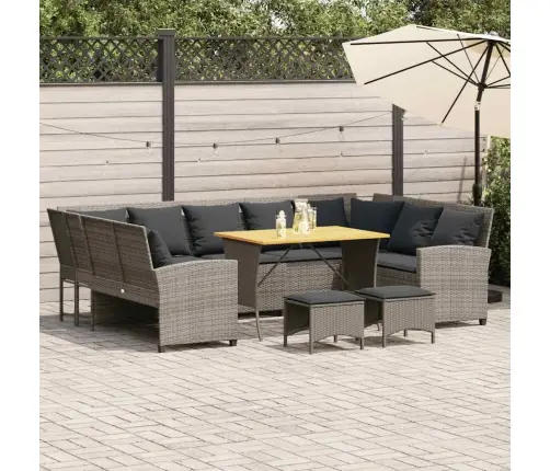 4-Daļīgs Dārza Dīvāna Komplekts Ar Matračiem, Pelēks Pe Pinums Vidaxl