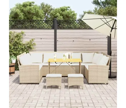 4-Daļīgs Dārza Dīvāna Komplekts, Matrači, Bēša Pe Rotangpalma Vidaxl