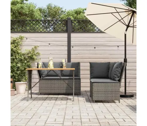 Sofos Komplektas Su Pagalvėlėmis, 3 Dalių, Pilkas, Poliratanas