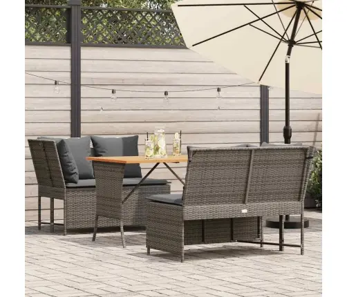 Sofos Komplektas Su Pagalvėlėmis, 3 Dalių, Pilkas, Poliratanas