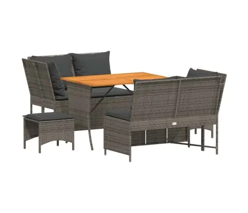 5-Osaline Aiamööblikomplekt Istmepatjadega, Polürotang, Hall