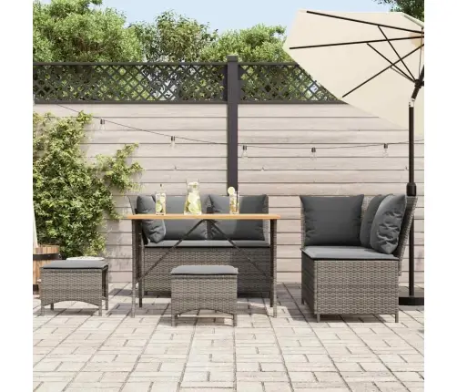 5-Osaline Aiamööblikomplekt Istmepatjadega, Polürotang, Hall