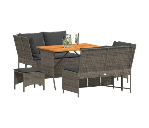 5-Osaline Aiamööblikomplekt Istmepatjadega, Polürotang, Hall