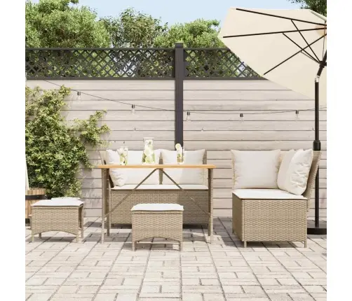 Sofos Komplektas Su Pagalvėlėmis, 5 Dalių, Smėlio, Poliratanas Sofos Komplektas Su Pagalvėlėmis, 5 Dalių, Smėlio, Poliratanas