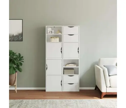 Šoninė Spintelė 4 Vnt Odda, Baltas, 40X24X79 cm Pušies Masyvas