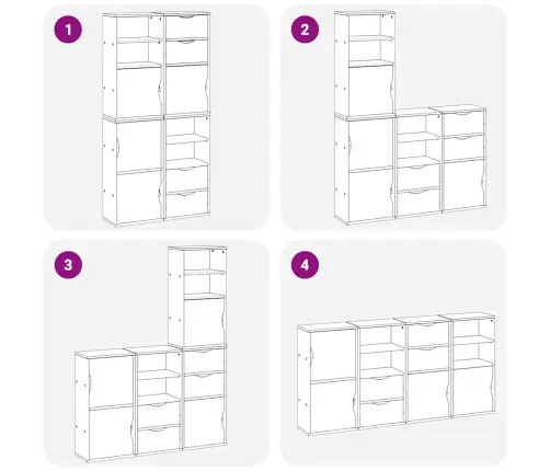 Šoninė Spintelė 4 Vnt Odda, Baltas, 40X24X79 cm Pušies Masyvas
