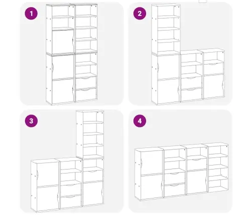 Sānu Skapji 4 Gab., Odda, Balts, 40X24X79 Cm, Priedes Masīvkoks Vidaxl