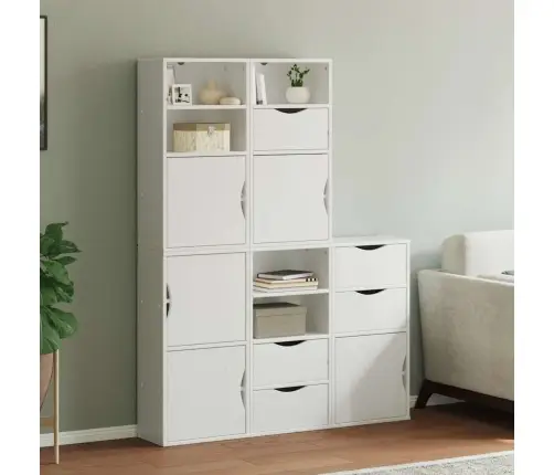 Sānu Skapji 5 Gab., Odda, Balts, 40X24X79 Cm, Priedes Masīvkoks Vidaxl