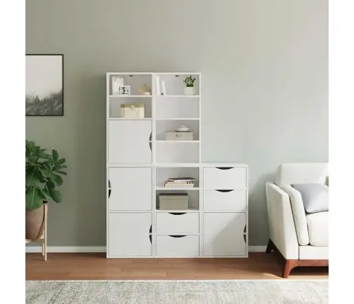 Šoninė Spintelė 5 Vnt Odda, Baltas, 40X24X79 cm Pušies Masyvas