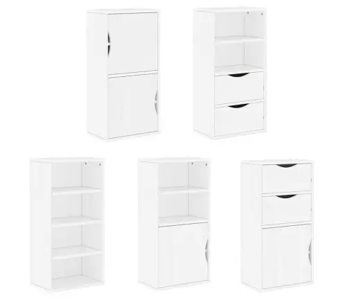 Šoninė Spintelė 5 Vnt Odda, Baltas, 40X24X79 cm Pušies Masyvas