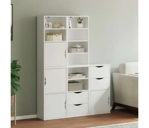 Šoninė Spintelė 5 Vnt Odda, Baltas, 40X24X79 cm Pušies Masyvas