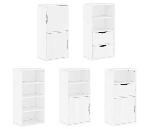 Sānu Skapji 5 Gab., Odda, Balts, 40X24X79 Cm, Priedes Masīvkoks Vidaxl