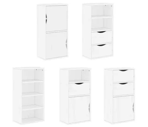 Šoninė Spintelė 5 Vnt Odda, Baltas, 40X24X79 cm Pušies Masyvas