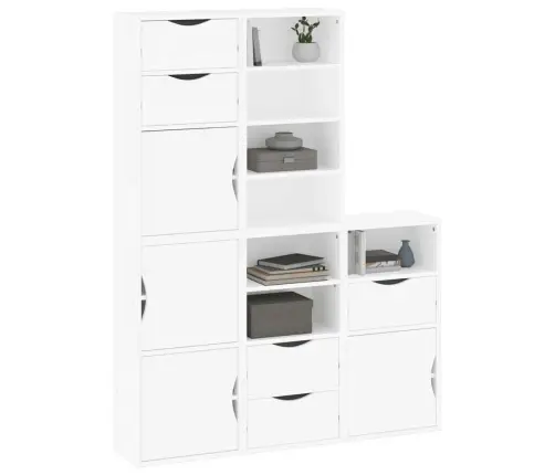 Šoninė Spintelė 5 Vnt Odda, Baltas, 40X24X79 cm Pušies Masyvas