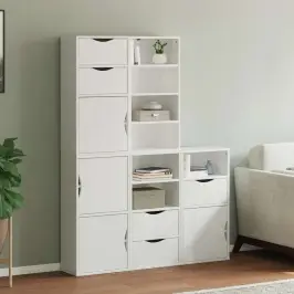 Sānu Skapji 5 Gab., Odda, Balts, 40X24X79 Cm, Priedes Masīvkoks Vidaxl