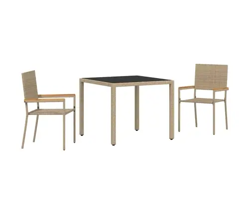 3 Daļu Dārza Ēdamgalds Bēšs Polirotangols Vidaxl