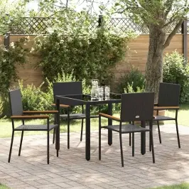 Sodo Valgomojo Komplektas 5 Pcs Juoda 90 X 90 X 75 Cm