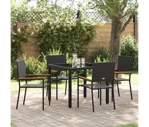 Sodo Valgomojo Komplektas 5 Pcs Juoda 90 X 90 X 75 Cm Sodo Valgomojo Komplektas 5 Pcs Juoda 90 X 90 X 75 Cm