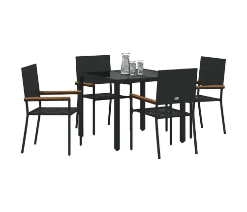 Sodo Valgomojo Komplektas 5 Pcs Juoda 90 X 90 X 75 Cm Sodo Valgomojo Komplektas 5 Pcs Juoda 90 X 90 X 75 Cm