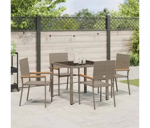 5 Gabalu Dārza Ēdamistabas Komplekts Pelēks Poliratanas Vidaxl