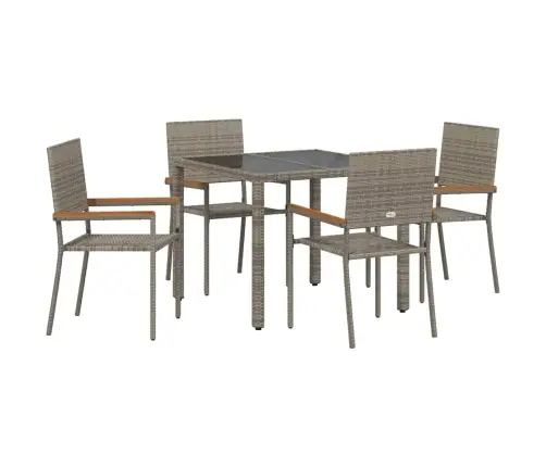 5 Gabalu Dārza Ēdamistabas Komplekts Pelēks Poliratanas Vidaxl