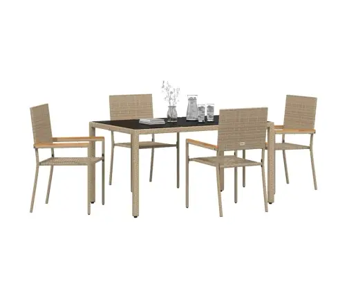 5 Daļu Dārza Ēdamgalds Bēšs Poli Rotangpalma Vidaxl 5 Daļu Dārza Ēdamgalds Bēšs Poli Rotangpalma Vidaxl