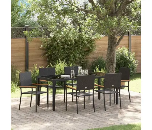 Aia Söögilaudade Komplekt 7 Pcs Must 150 X 90 X 75 Cm