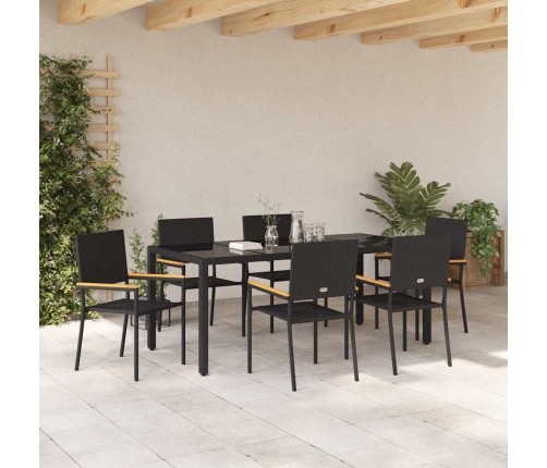 Sodo Valgomojo Komplektas 7 Pcs Juoda 150 X 90 X 75 Cm