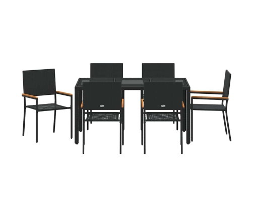 Sodo Valgomojo Komplektas 7 Pcs Juoda 150 X 90 X 75 Cm