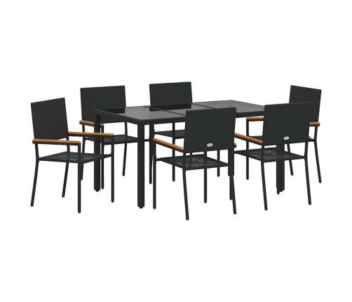 Sodo Valgomojo Komplektas 7 Pcs Juoda 150 X 90 X 75 Cm