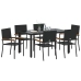 Sodo Valgomojo Komplektas 7 Pcs Juoda 150 X 90 X 75 Cm