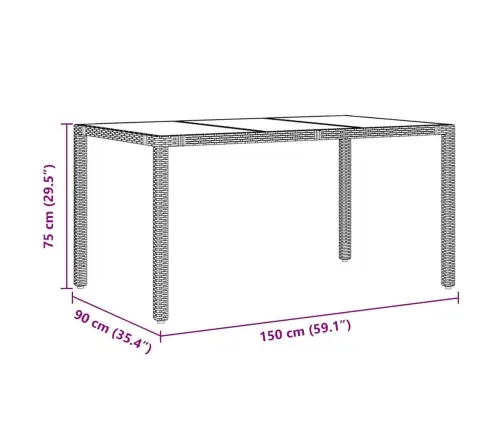 Aia Söögilaudade Komplekt 7 Pcs Must 150 X 90 X 75 Cm