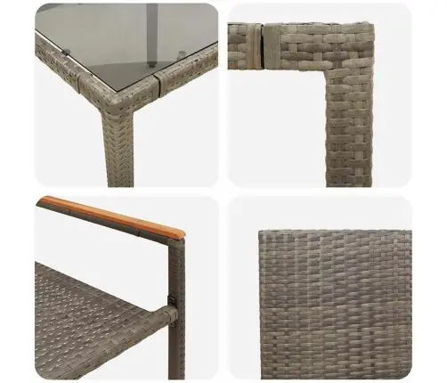 Sodo Valgomojo Komplektas 7 Pcs Pilka Poliratanas