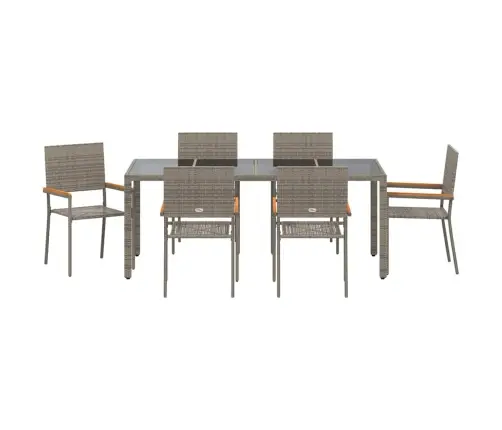 Sodo Valgomojo Komplektas 7 Pcs Pilka Poliratanas