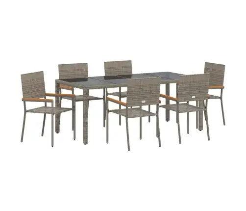 Sodo Valgomojo Komplektas 7 Pcs Pilka Poliratanas