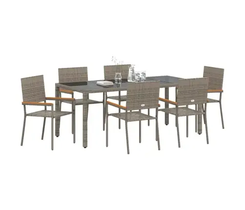 Sodo Valgomojo Komplektas 7 Pcs Pilka Poliratanas