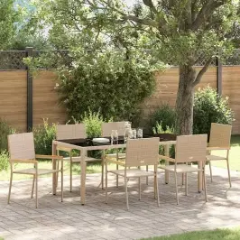 Sodo Valgomojo Komplektas 7 Pcs Bežinė Ir Juoda