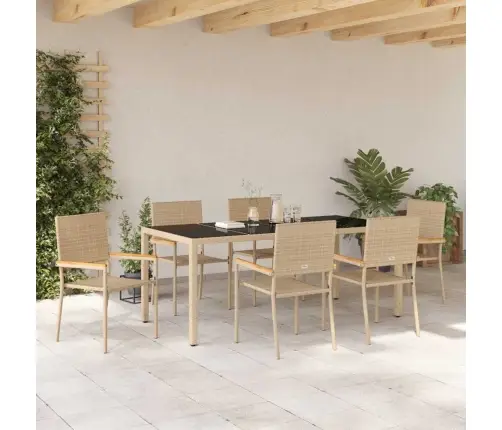 Aia Söögilaudade Komplekt 7 Pcs Beež Polürotang