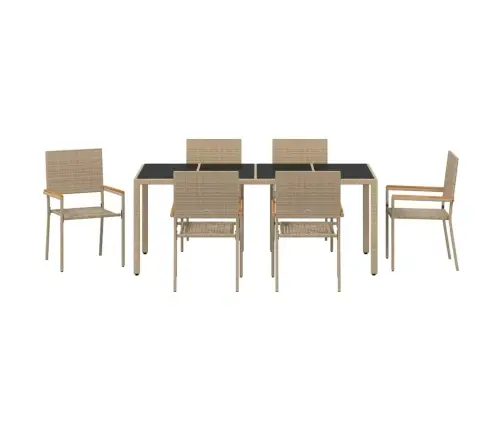 Aia Söögilaudade Komplekt 7 Pcs Beež Polürotang