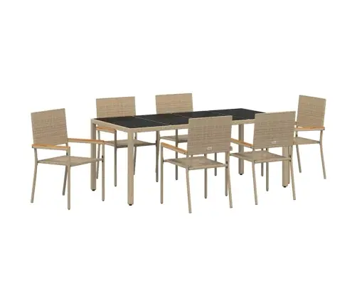 Aia Söögilaudade Komplekt 7 Pcs Beež Polürotang